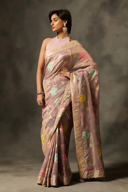 Saundh Palki Lotus Woven Saree With Unstitched Blouse Piece 