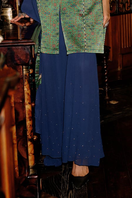 Buy Saundh Green Viscose, Georgette Embroidery, Sequins Tisya Printed Kurta Sharara Set Buy_Saundh_Green Viscose, Georgette Embroidery, Sequins Tisya Printed Kurta Sharara Set