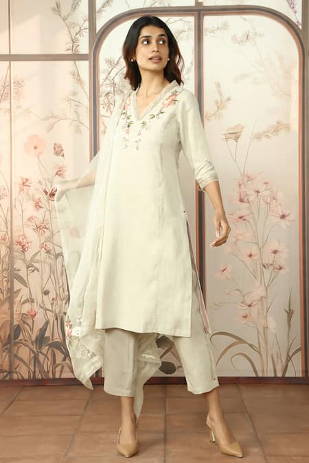 KAVERI Peony Parade Embroidered Kurta Pant Set 