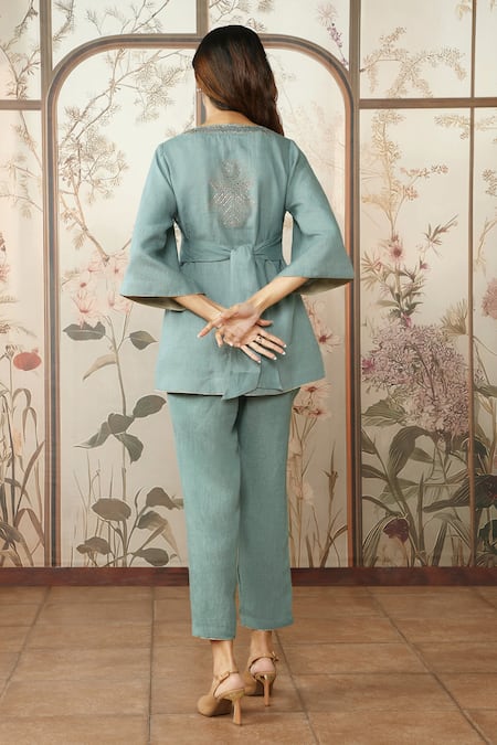 Kaveri Starlight Kimono Stud Embellished Top With Pant 