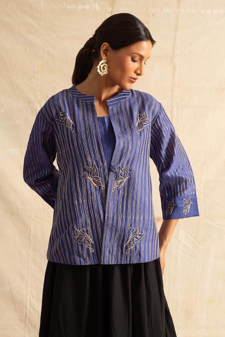 Neitri Aburi Sequin Thread Embroidered Jacket With Tube Top 