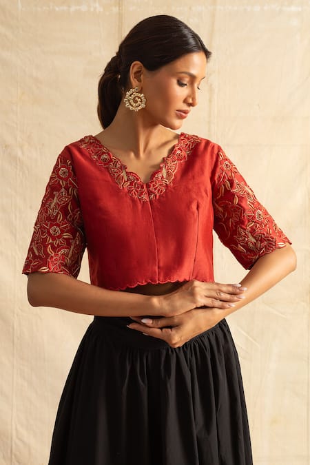 Neitri Majorelle Thread & Sequin Embroidered Saree Blouse 