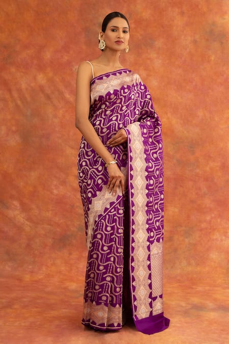 Neitri Purple Silk, Brocade Zari Orchid Handwoven Saree With Running Blouse Online at Aza Fashions Neitri_Purple Silk, Brocade Zari Orchid Handwoven Saree With Running Blouse _Online_at_Aza_Fashions