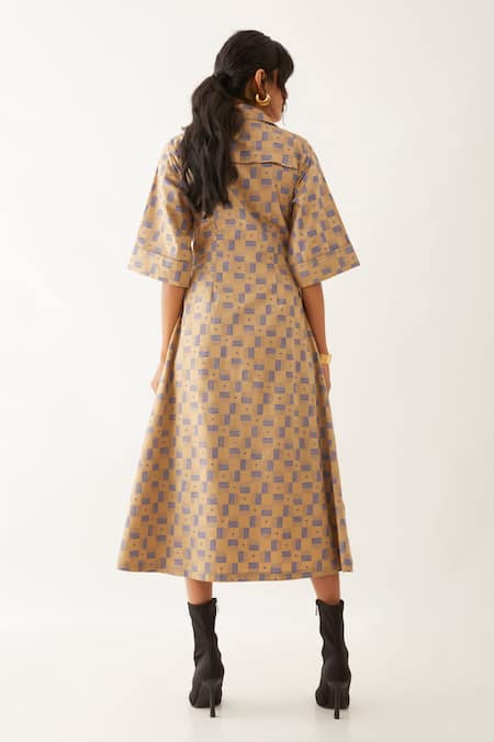 Son Of A Noble Snob Leah Sand Clock Work Print Dress 