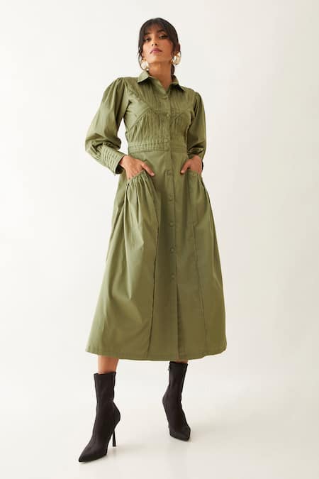 Son Of A Noble Snob Noah Plain Pleated Bodice Midi Dress 
