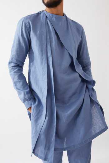 Buy_Son Of A Noble Snob_Blue Linen Jose Kurta With Trousers 