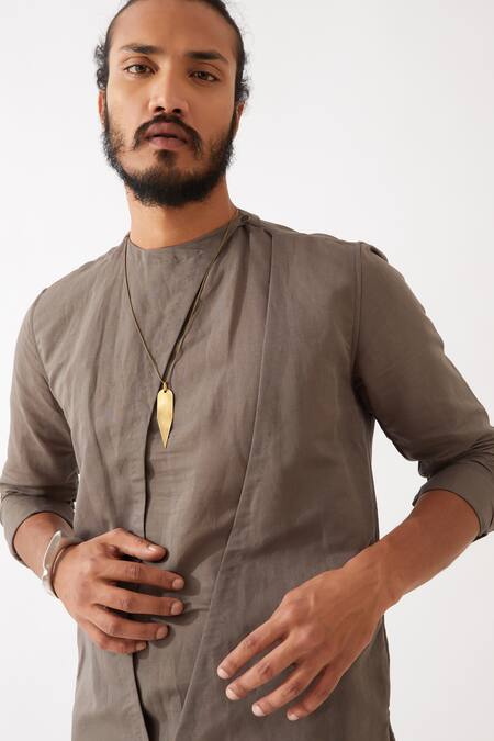 Buy_Son Of A Noble Snob_Grey Linen Theo Kurta With Trousers 