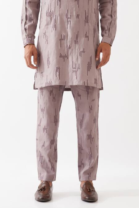 Buy Son Of A Noble Snob Purple Linen Emmett Circuit Print Kurta With Trousers Online at Aza Fashions Buy_Son Of A Noble Snob_Purple Linen Emmett Circuit Print Kurta With Trousers _Online_at_Aza_Fashions