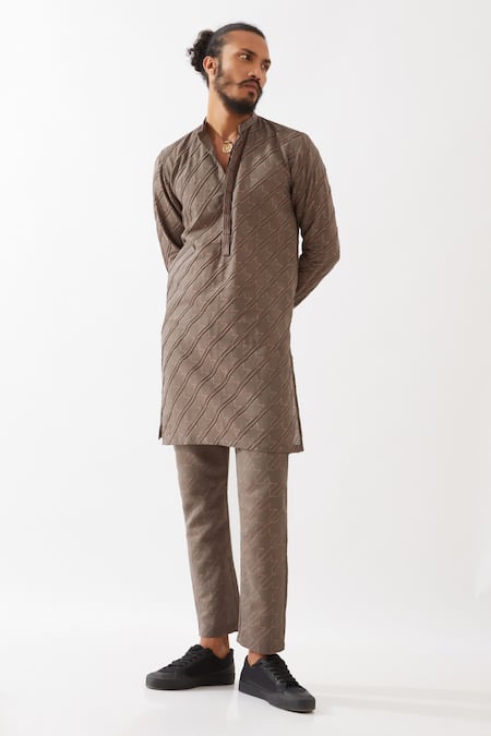 Son of A Noble Snob Ryder Houndstooth Print Kurta With Trousers 