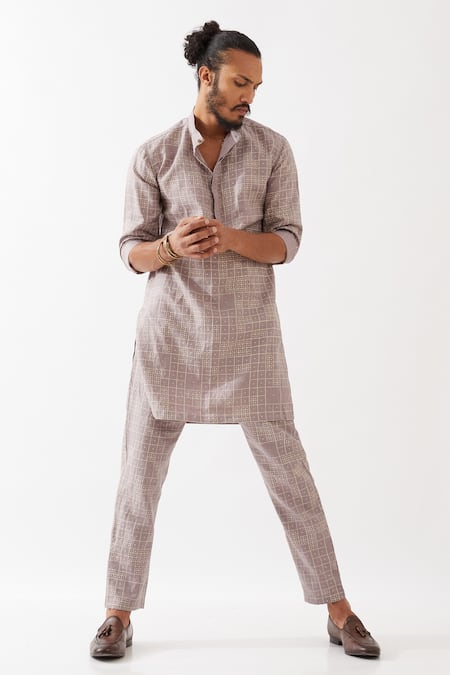Son Of A Noble Snob Luka Dominos Print Kurta With Trousers 