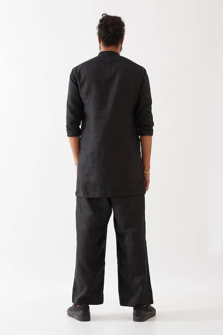 Son Of A Noble Snob Finn Short Plain Kurta & Trouser Set 