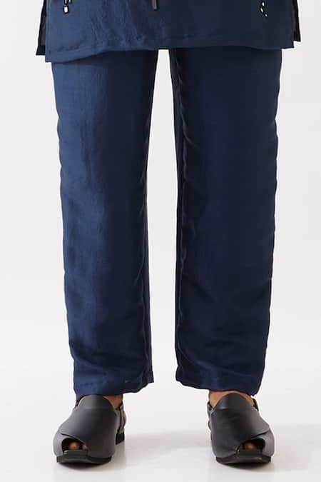 Son Of A Noble Snob Blue Silk Embroidery Eric Kurta And Trouser Set Online at Aza Fashions Son Of A Noble Snob_Blue Silk Embroidery Eric Kurta And Trouser Set _Online_at_Aza_Fashions