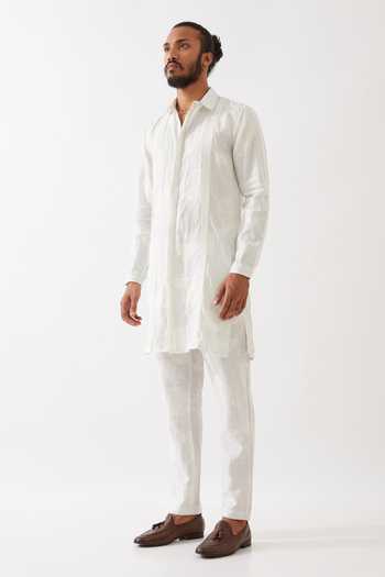 Shop Son Of A Noble Snob White Linen Jounah Blocks Straight Kurta With Pant Online at Aza Fashions Shop_Son Of A Noble Snob_White Linen Jounah Blocks Straight Kurta With Pant _Online_at_Aza_Fashions