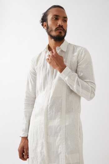 Shop Son Of A Noble Snob White Linen Jounah Blocks Straight Kurta With Pant Shop_Son Of A Noble Snob_White Linen Jounah Blocks Straight Kurta With Pant