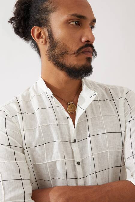 Buy_Son Of A Noble Snob_White Linen Jenson Window Printed Kurta With Pant 