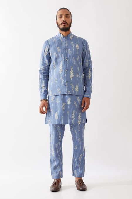 Son of A Noble Snob Arlo Botanical Print Bundi Kurta Set 