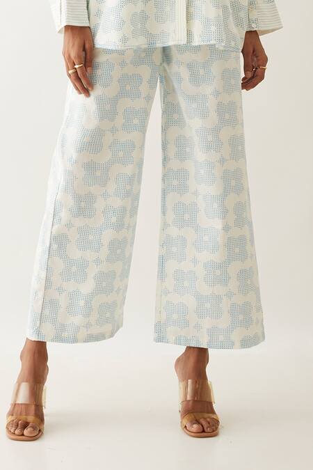 Buy Son Of A Noble Snob Off White Cotton Satin Embroidery Caterpillar Siam Flora Print Shirt With Pant Online at Aza Fashions Buy_Son Of A Noble Snob_Off White Cotton Satin Embroidery Caterpillar Siam Flora Print Shirt With Pant _Online_at_Aza_Fashions