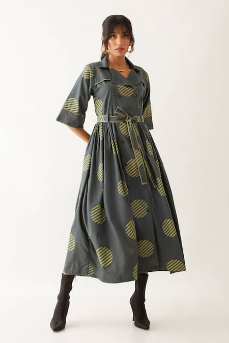 Son of A Noble Snob Siena Spot Print Double Breasted Dress 