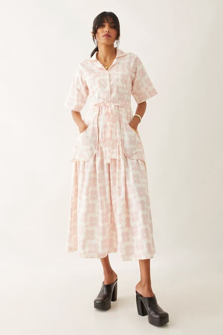 Son of A Noble Snob Tahiti Floral Print Gathered Dress 