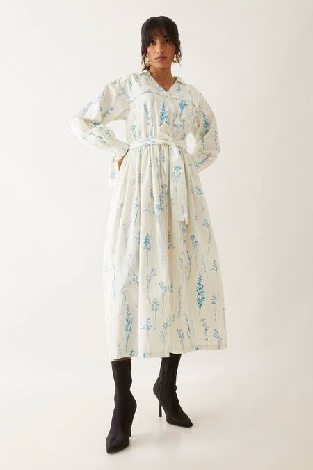 Buy Son Of A Noble Snob Off White Cotton Satin Printed Botanica Shirt Collar Anya Dress Online at Aza Fashions Buy_Son Of A Noble Snob_Off White Cotton Satin Printed Botanica Shirt Collar Anya Dress _Online_at_Aza_Fashions