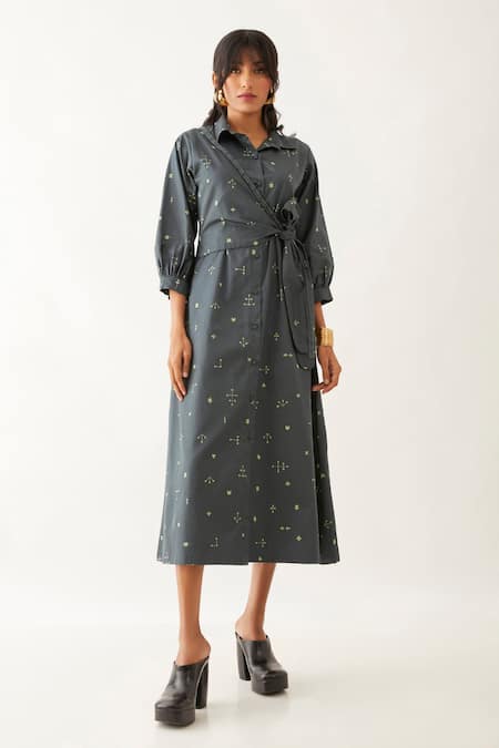 Son of A Noble Snob Avery Elements Print Wrap Dress 