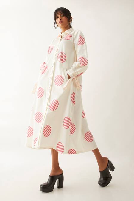 Buy Son Of A Noble Snob Off White Cotton Satin Printed Spot Shirt Collar Boston Dress Online at Aza Fashions Buy_Son Of A Noble Snob_Off White Cotton Satin Printed Spot Shirt Collar Boston Dress _Online_at_Aza_Fashions