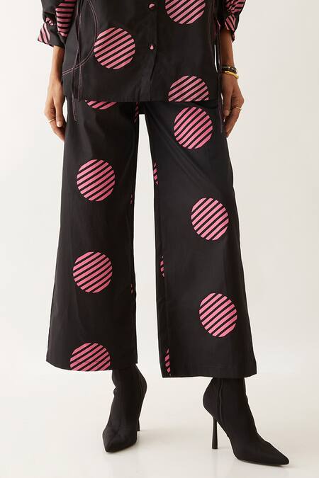 Shop_Son Of A Noble Snob_Black Cotton Satin Erno Spot Print Shirt With Trouser _Online_at_Aza_Fashions