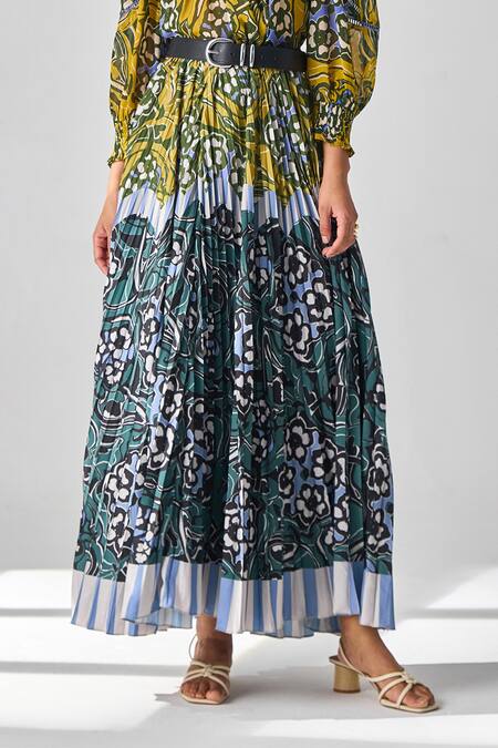 Verb By Pallavi Singhee_Multi Color Polyester Flower Print Skirt _Online_at_Aza_Fashions