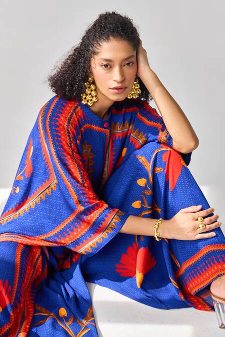 Verb By Pallavi Singhee Blue Polka Dot Print Cape Online at Aza Fashions Verb By Pallavi Singhee_Blue Polka Dot Print Cape_Online_at_Aza_Fashions