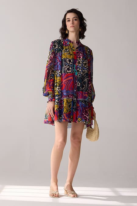 Verb by Pallavi Singhee Floral Patchwork Print Dress 