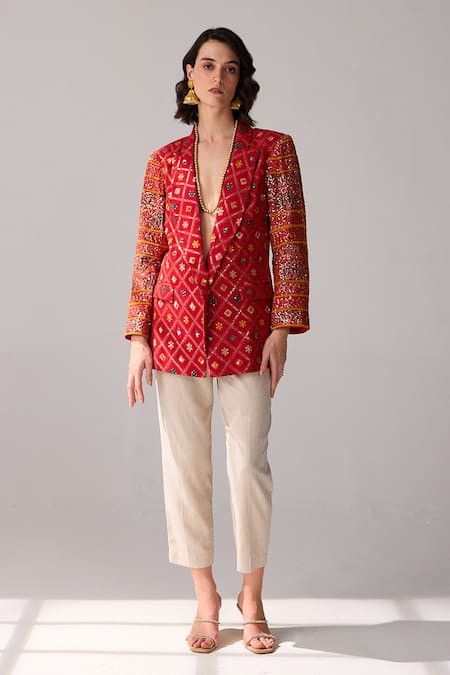 Verb by Pallavi Singhee Floral Patola Print Jacket 