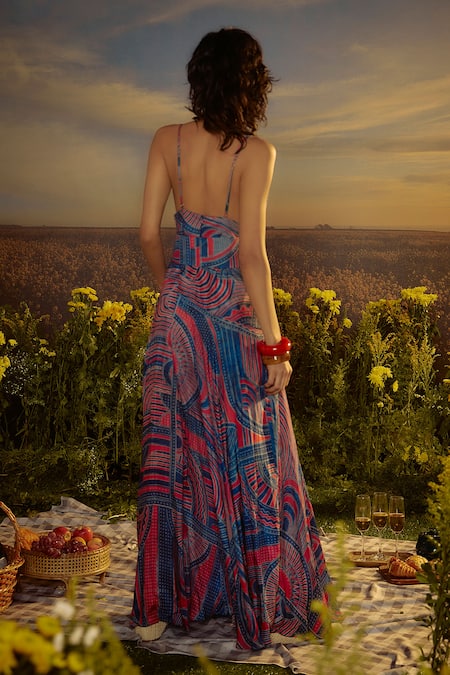 Nirmooha Printed Horizon Slit Dress 