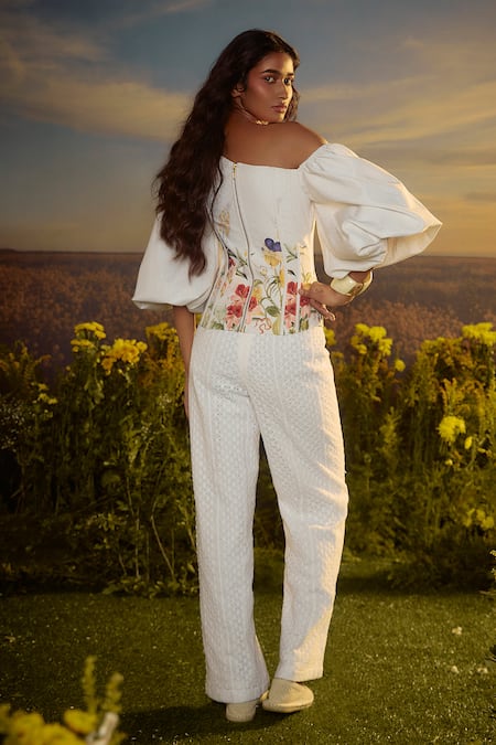 Nirmooha Printed Elegance One Shoulder Top 