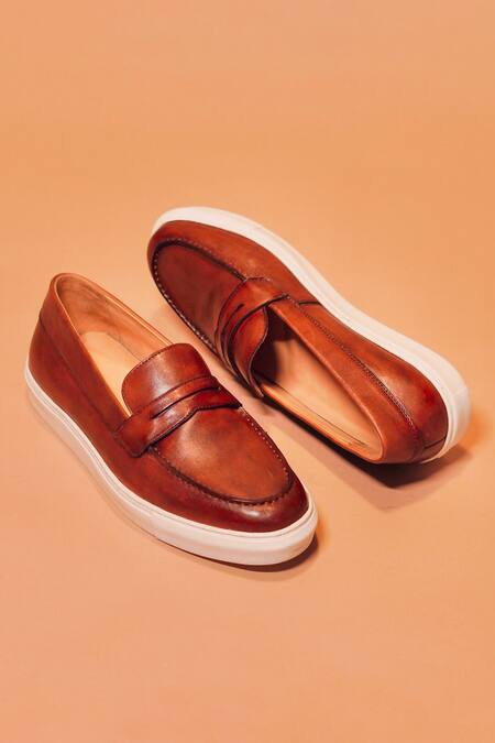Shop_dmodot_Brown Scarpo Marrone Loafers _at_Aza_Fashions