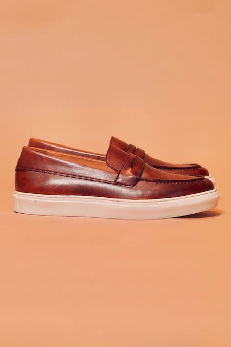 Buy_dmodot_Brown Scarpo Marrone Loafers _Online_at_Aza_Fashions