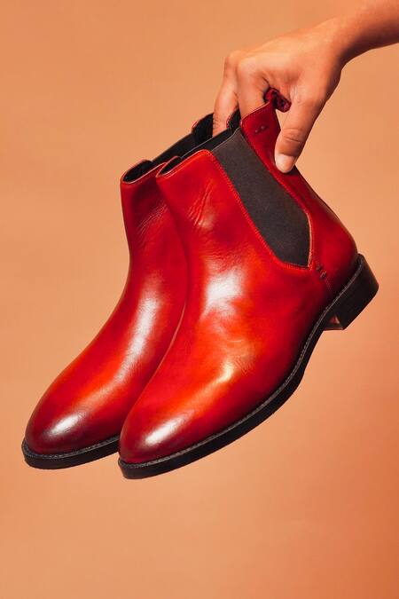 Dmodot_Red Sprazo Bordo Chelsea Boots _Online_at_Aza_Fashions