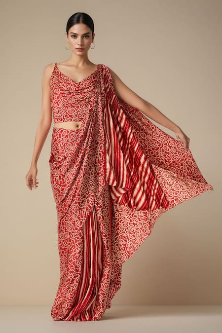 Gulabo by Abu Sandeep Bandhani Print Pre-Draped Saree 