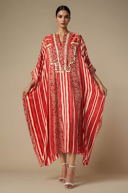 Gulabo by Abu Sandeep Leheriya Print Asymmetric Kaftan 