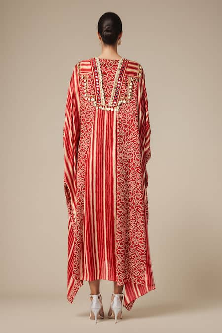 Gulabo By Abu Sandeep Leheriya Print Asymmetric Kaftan 