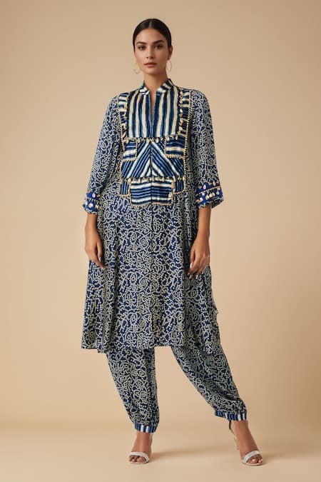 Gulabo By Abu Sandeep Bandhani Print Asymmetric Kurta