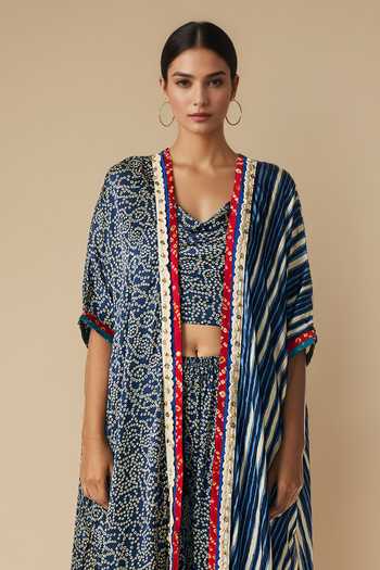Buy_Gulabo By Abu Sandeep_Blue Bandhani Print Overlay Cape _Online_at_Aza_Fashions