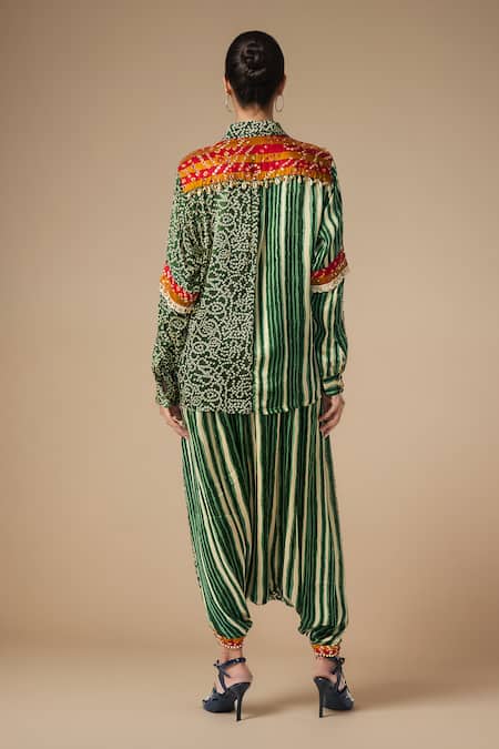 Gulabo By Abu Sandeep Bandhej Print & Embellished Shirt With Harem Pant 