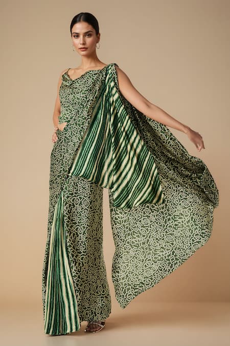 Gulabo by Abu Sandeep Bandhej Bloom Print Pre-Draped Saree 