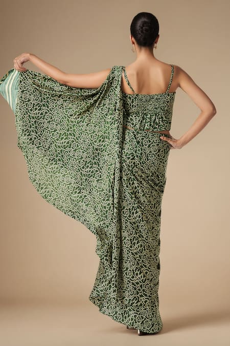 Gulabo By Abu Sandeep Bandhej Bloom Print Pre-Draped Saree 