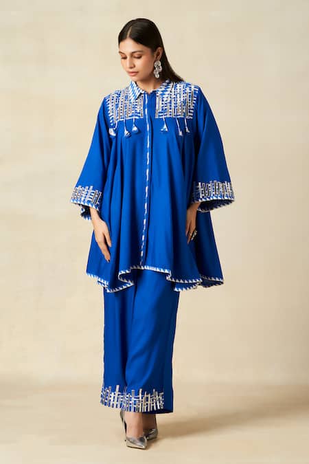 Gulabo by Abu Sandeep Geometric Embroidered Yoke Tunic With Pant 
