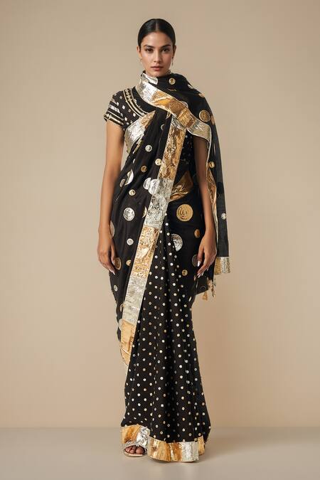 Buy Gulabo By Abu Sandeep Black Modal, Chanderi Gota Patti Circle Work Saree Online at Aza Fashions Buy_Gulabo By Abu Sandeep_Black Modal, Chanderi Gota Patti Circle Work Saree _Online_at_Aza_Fashions