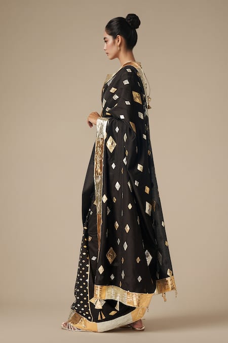 Gulabo By Abu Sandeep Black Modal, Chanderi Gota Patti Diamond Pattern Work Saree Online at Aza Fashions Gulabo By Abu Sandeep_Black Modal, Chanderi Gota Patti Diamond Pattern Work Saree _Online_at_Aza_Fashions