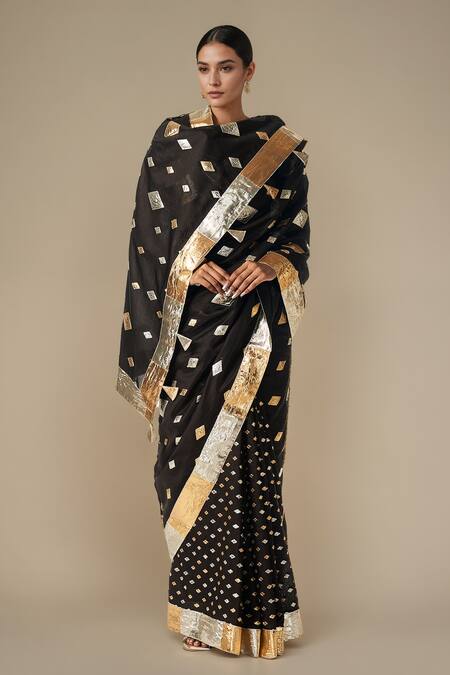 Buy Gulabo By Abu Sandeep Black Modal, Chanderi Gota Patti Diamond Pattern Work Saree Online at Aza Fashions Buy_Gulabo By Abu Sandeep_Black Modal, Chanderi Gota Patti Diamond Pattern Work Saree _Online_at_Aza_Fashions