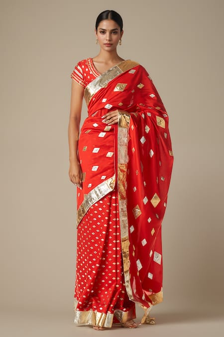 Gulabo by Abu Sandeep Diamond Gota Lace Embroidered Saree 