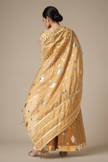 Buy Gulabo By Abu Sandeep Beige Modal Chanderi Embroidered Gota Lace Dupatta Online at Aza Fashions Buy_Gulabo By Abu Sandeep_Beige Modal Chanderi Embroidered Gota Lace Dupatta _Online_at_Aza_Fashions